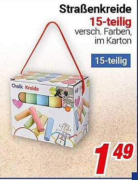Straßenkreide 15-teilig, verschiedene Farben, im Karton