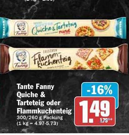 Tante Fanny Quiche & Tarteteig oder Flammkuchenteig