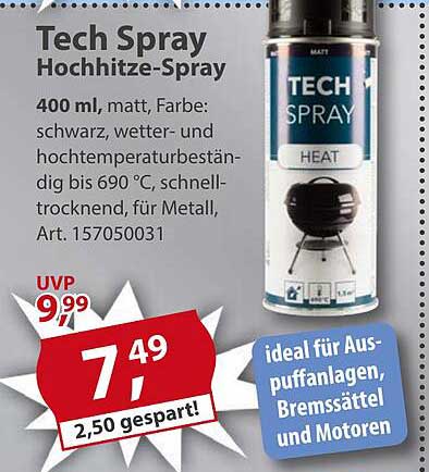 Tech Spray Hochhitze-Spray 400 ml, matt, schwarz