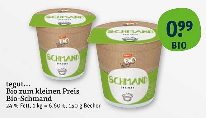 tegut... Bio-Schmand 150 g Becher zum kleinen Preis
