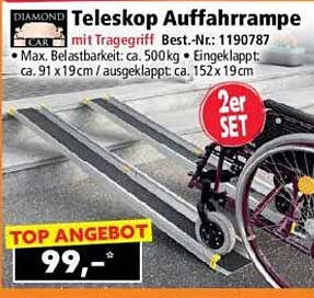 Teleskop Auffahrrampe mit Traggriff - 2er Set