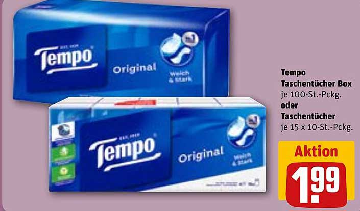 Tempo Taschentücher Box je 100-St.-Pckg. oder Taschentücher je 15 x 10-St.-Pckg.