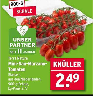 Terra Natura Mini-San-Marzano-Tomaten 900-g-Schale
