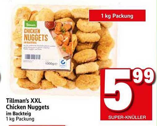 Tillman's XXL Chicken Nuggets im Backteig - 1 kg Packung