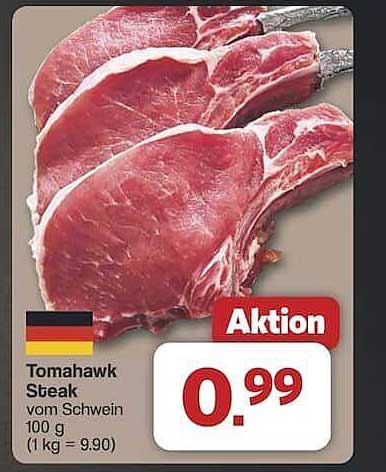 Tomahawk Steak vom Schwein - 100 g für 0,99 €