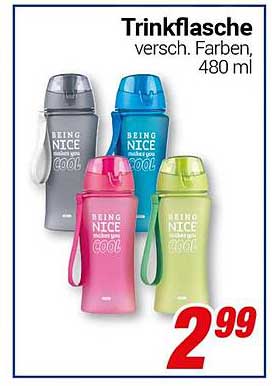 Trinkflasche in verschiedenen Farben, 480 ml