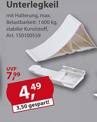Unterlegkeil mit Halterung, max. Belastbarkeit: 1600 kg, stabiler Kunststoff