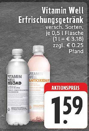 Vitamin Well Erfrischungsgetränk - Verschiedene Sorten, 0,5 L Flasche