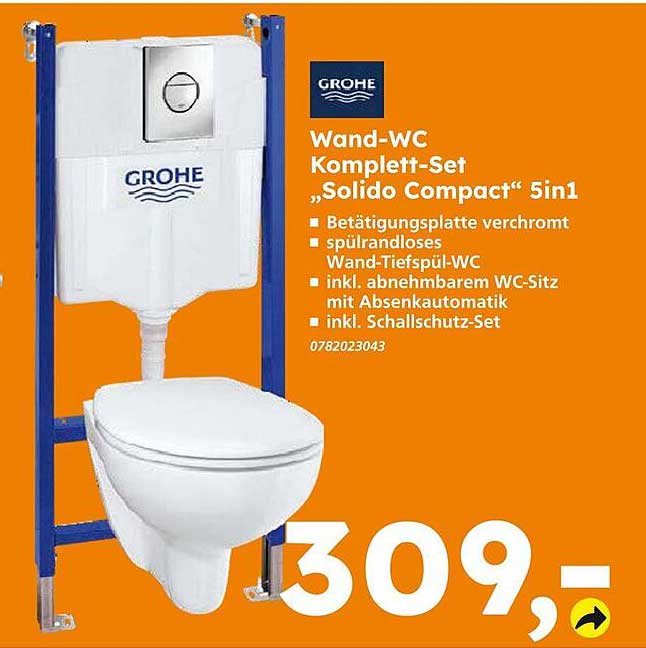 Wand-WC Komplett-Set „Solido Compact“ 5in1