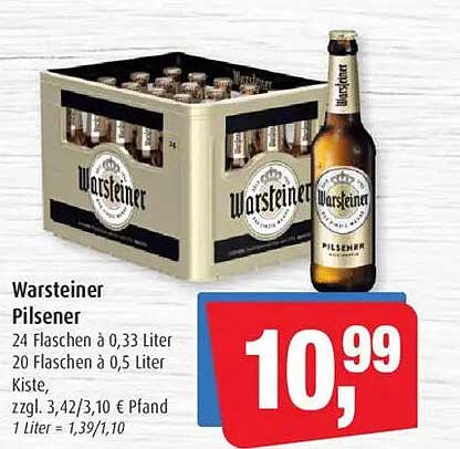 Warsteiner Pilsener – 24 Flaschen à 0,33 Liter oder 20 Flaschen à 0,5 Liter
