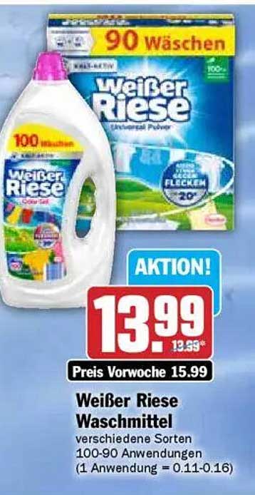 Weißer Riese Waschmittel - verschiedene Sorten für 90 Anwendungen