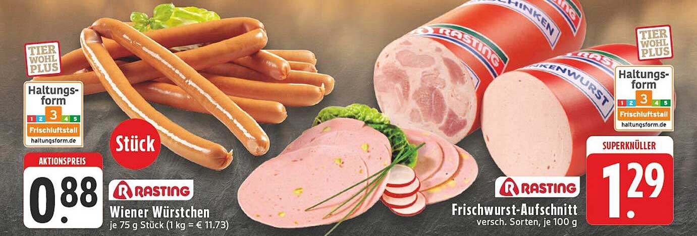 Wiener Würstchen und Frischwurst-Aaufschnitt von Rastning