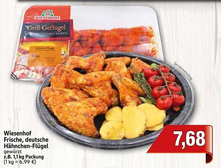 Wiesenhof Frische, deutsche Hähnchen-Flügel gewürzt