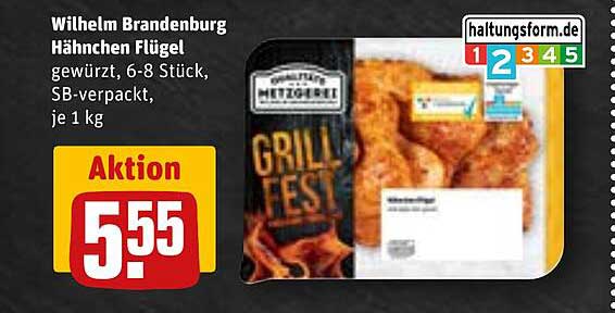 Wilhelm Brandenburg Hähnchen Flügel, gewürzt, 6-8 Stück, SB-verpackt, je 1 kg