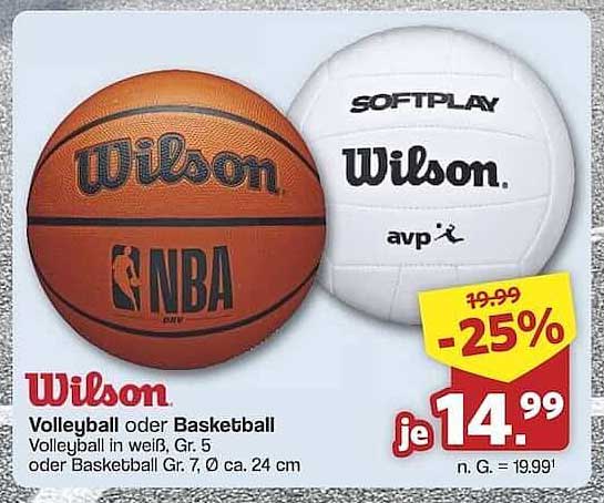 Wilson Volleyball oder Basketball - je 14,99 €