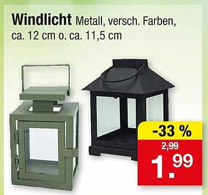 Windlicht Metall, versch. Farben, ca. 12 cm o. ca. 11,5 cm