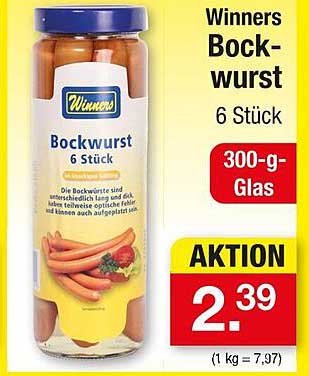 Winners Bockwurst 6 Stück im 300-g-Glas