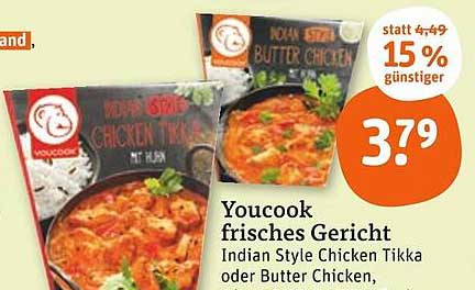 Youcook frisches Gericht Indian Style Chicken Tikka oder Butter Chicken