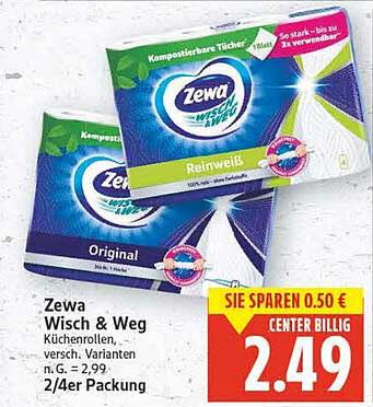 Zewa Wisch & Weg Küchenrollen, 2/4er Packung
