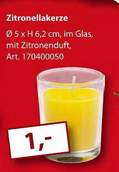 Zitronellakerze Ø 5 x H 6,2 cm, im Glas, mit Zitronenduft