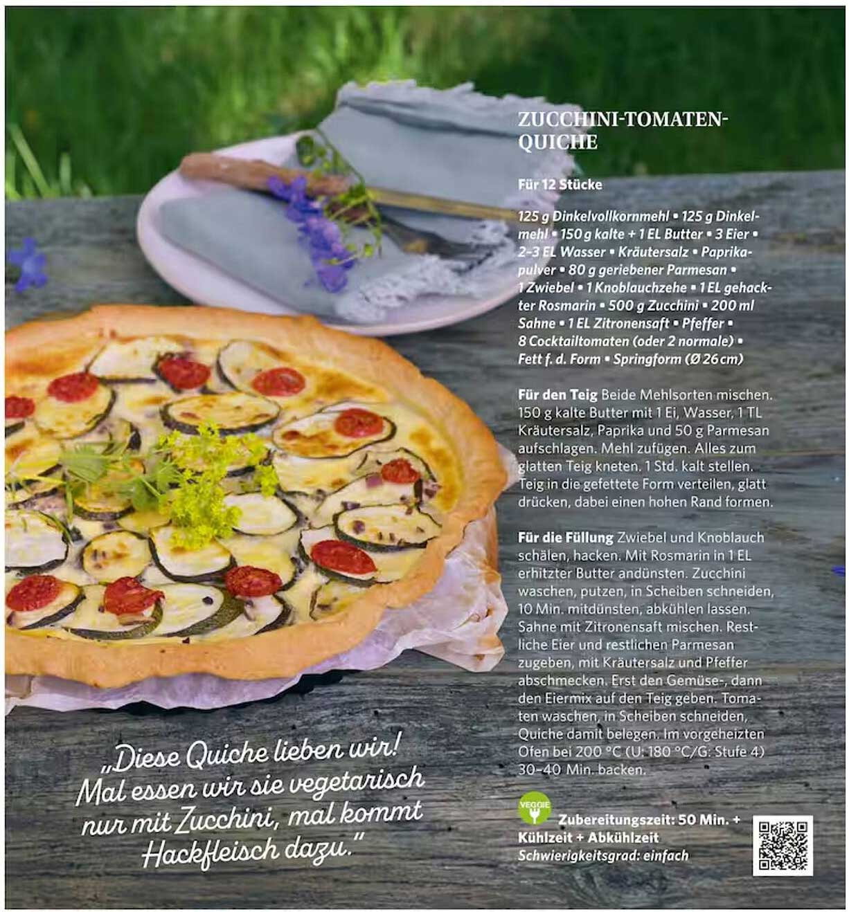 Zucchini-Tomaten-Quiche für 12 Stücke