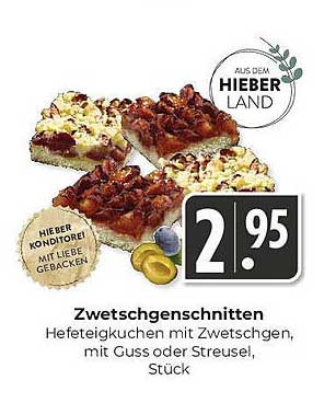Zwetschgenschnitten - Hefeteigkuchen mit Zwetschgen, mit Guss oder Streusel, Stück