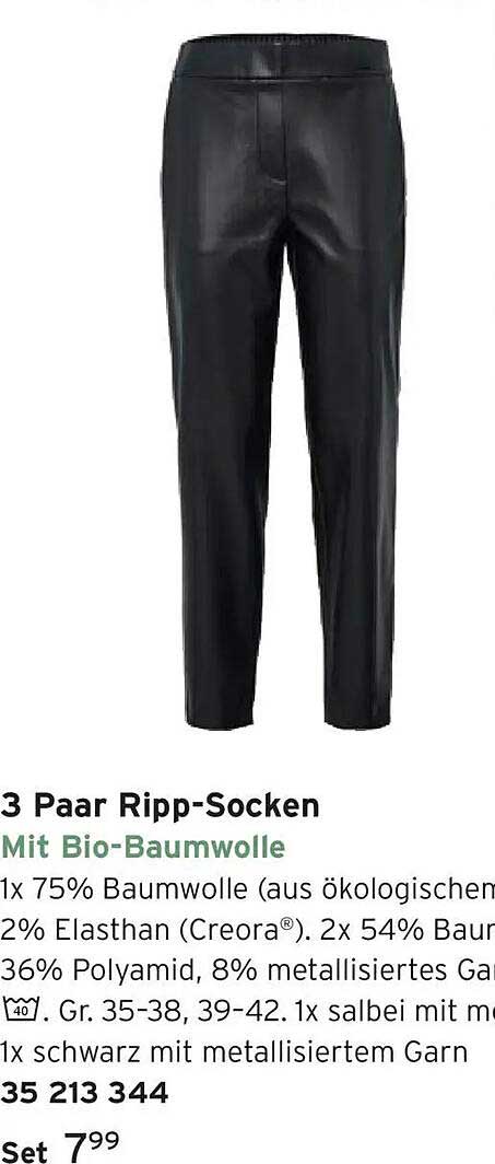 3 Paar Ripp-Socken mit Bio-Baumwolle