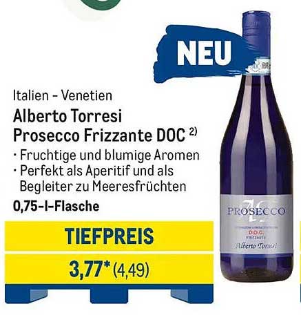 Alberto Torresi Prosecco Frizzante DOC 0,75 l - NEU