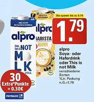 alpro Soya- oder Haferdrink oder This is not Milk 1L Packung
