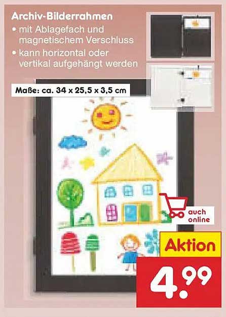 Archiv-Bilderrahmen mit Ablagefach und magnetischem Verschluss – Aktion