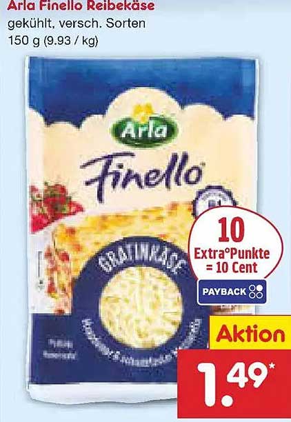 Arla Finello Reibekäse, gekühlt, verschiedene Sorten 150 g