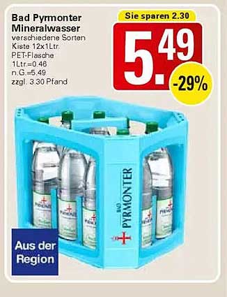 Bad Pyrmonter Mineralwasser Kiste 12x1L PET-Flasche