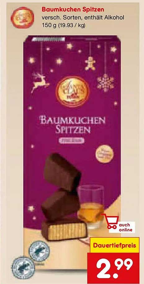Baumkuchen Spitzen – verschiedene Sorten, enthält Alkohol 150 g