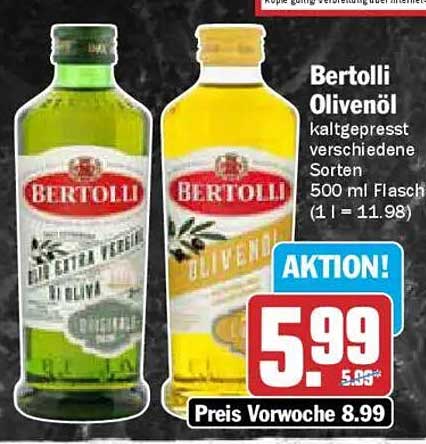 Bertolli Olivenöl - kaltgepresst, verschiedene Sorten, 500 ml Flasche