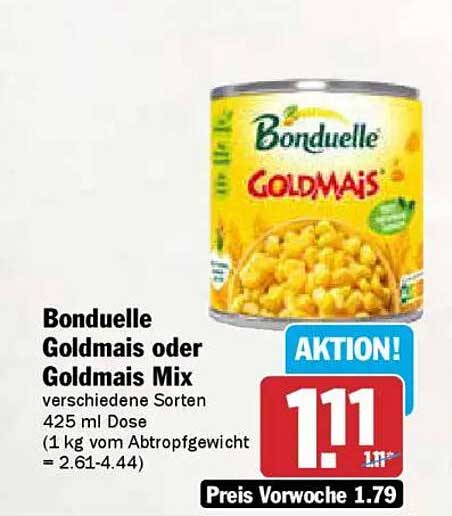 Bonduelle Goldmais oder Goldmais Mix 425 ml Dose