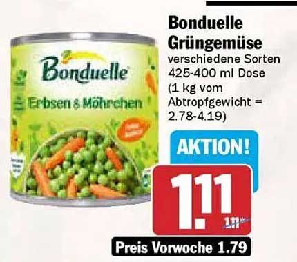 Bonduelle Grünemeüse verschiedene Sorten 425-400 ml Dose