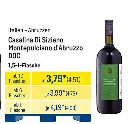 Casalina Di Siziano Montepulciano d'Abruzzo DOC 1,5-l-Flasche
