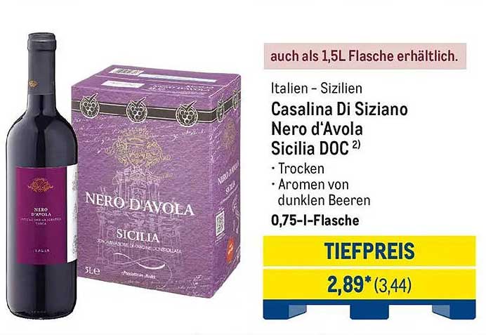 Casalina Di Siziano Nero d'Avola Sicilia DOC 0,75l