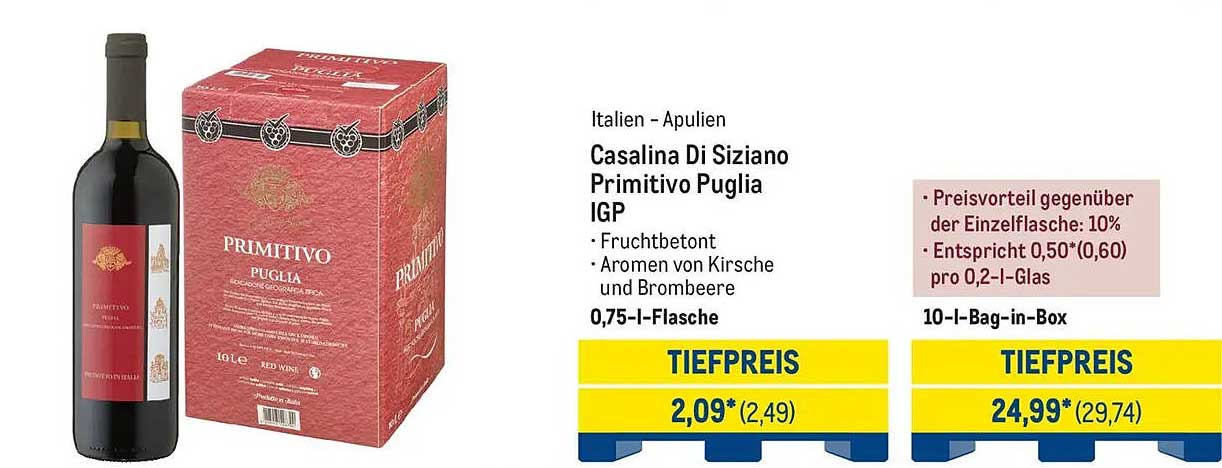 Casalina Di Siziano Primitivo Puglia IGP