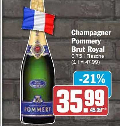 Champagner Pommery Brut Royal 0,75 l Flasche (1 l = 47,99)