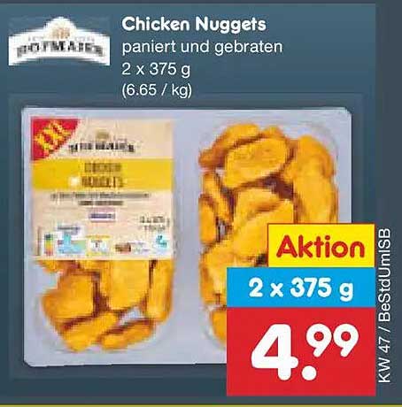 Chicken Nuggets 2 x 375 g - Panierte und gebratene Leckerei