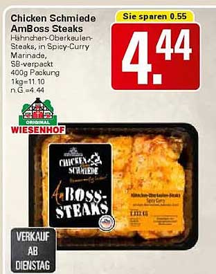 Chicken Schmiede AmBoss Steaks - Hähnchen-Oberkeulen-Steaks in Spicy-Curry Marinade