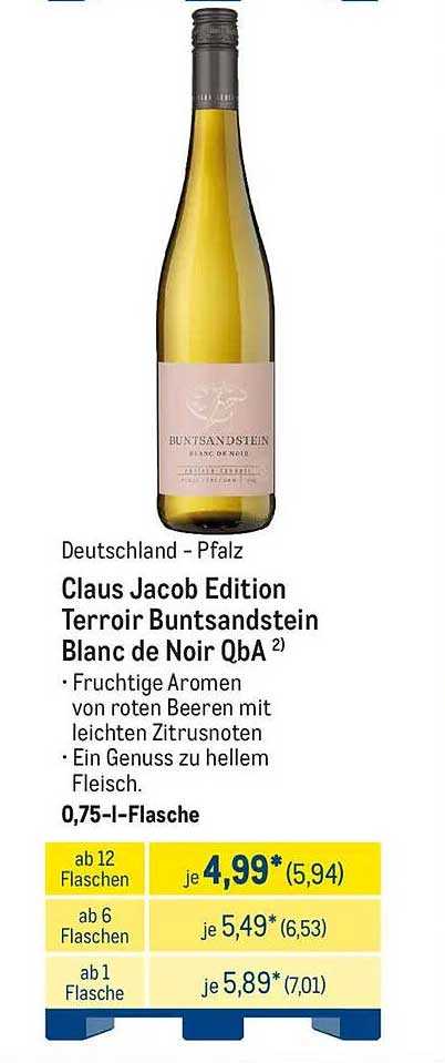 Claus Jacob Edition Terroir Buntsandstein Blanc de Noir QbA