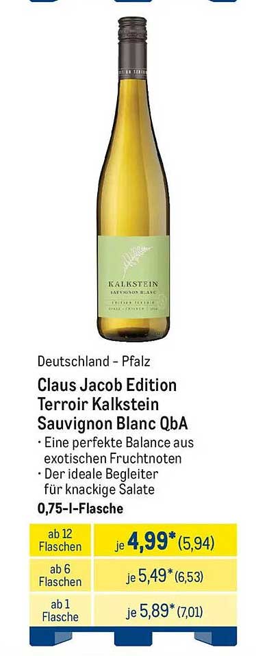 Claus Jacob Edition Terroir Kalkstein Sauvignon Blanc QbA