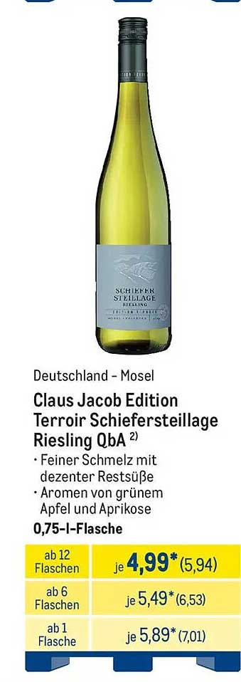 Claus Jacob Edition Terroir Schiefersteillage Riesling QbA