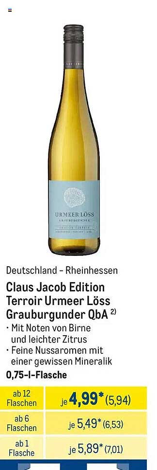 Claus Jacob Edition Terroir Urmeer Löss Grauburgunder QbA