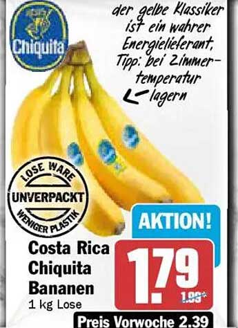 Costa Rica Chiquita Bananen 1 kg Lose