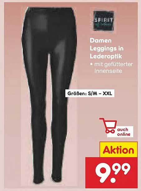 Damen Leggings in Lederoptik mit gefütterter Innenseite
