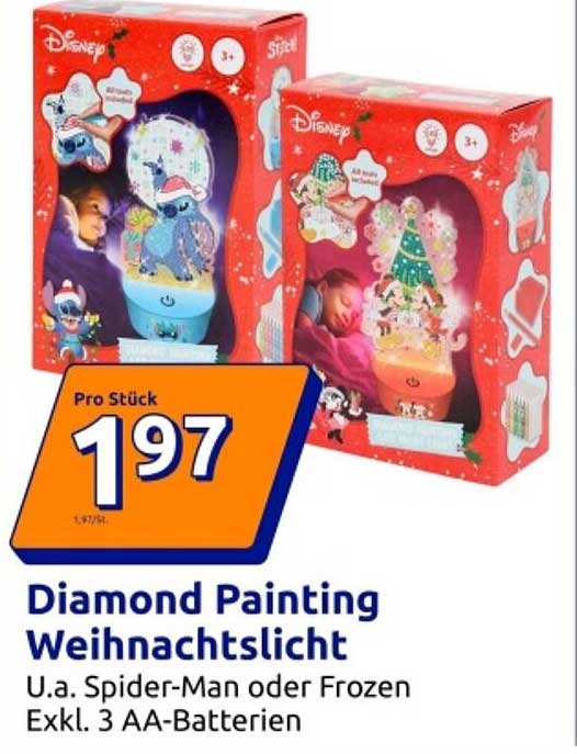 Diamond Painting Weihnachtslicht - U.a. Spider-Man oder Frozen