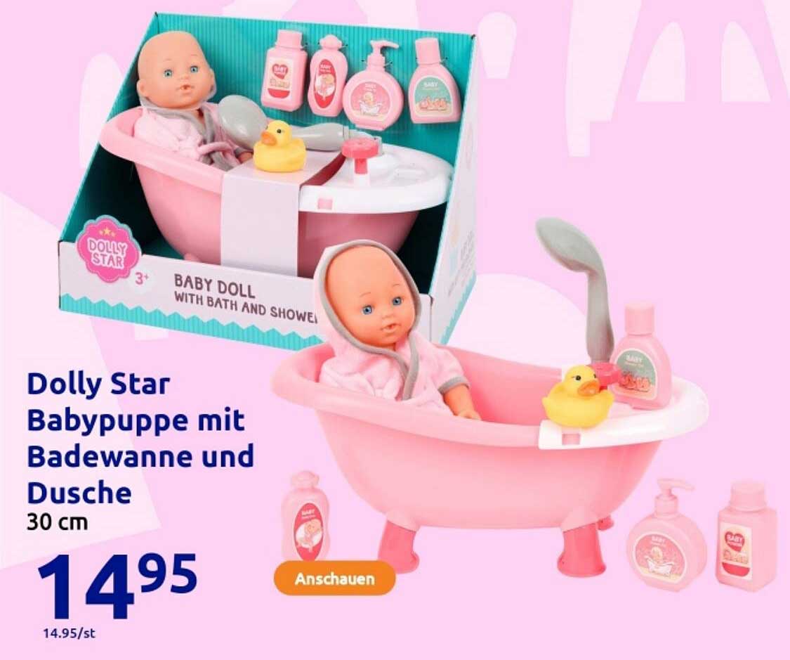 Dolly Star Babypuppe mit Badewanne und Dusche 30 cm